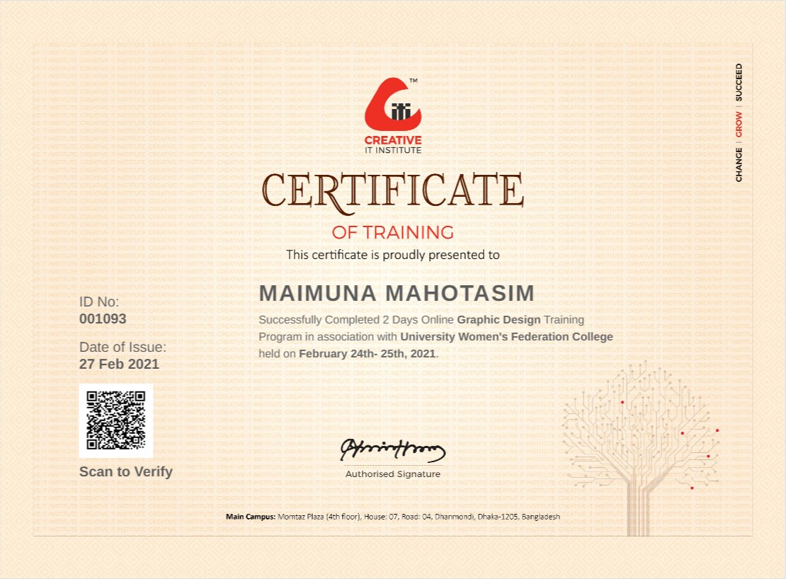 Graphic Design Training Certificate